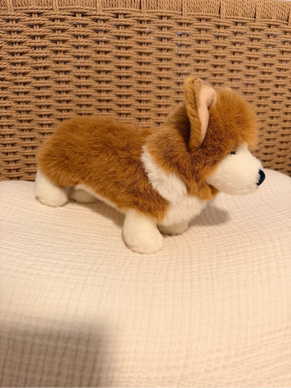 Plush Brown and White Puppy Stuffed Animal - Soft Corgi Toy